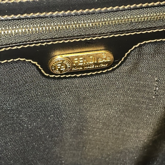 Fendi Vintage Logo Stamp Pequin Coated Canvas Shoulder Bag - Picture 13 of 15